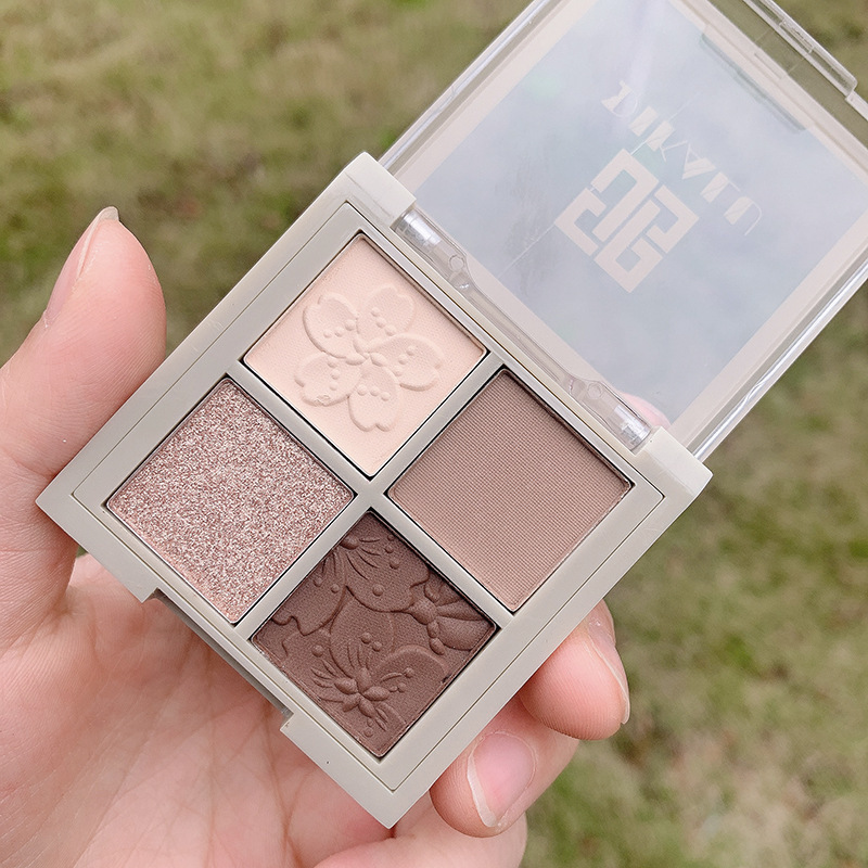 [Hàng mới về] Bảng phấn mắt DIKALU 4 màu sắc tông lì và ánh kim lấp lánh trang điểm kiểu mắt khói | BigBuy360 - bigbuy360.vn