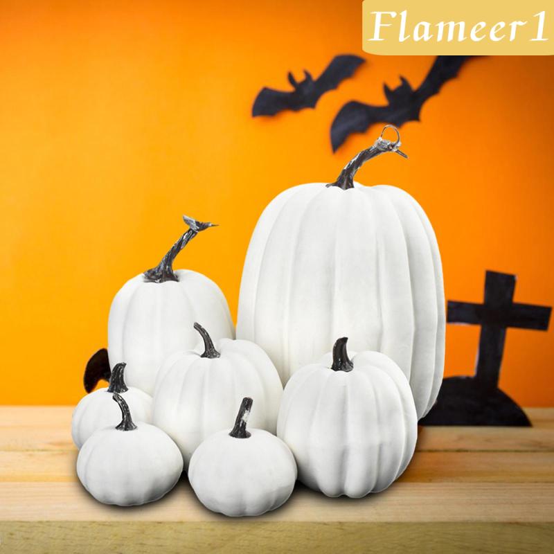 [Flameameer1] 7 Quả Bí Ngô Giả Màu Trắng Trang Trí Trung Tâm Đám Cưới Mùa Thu