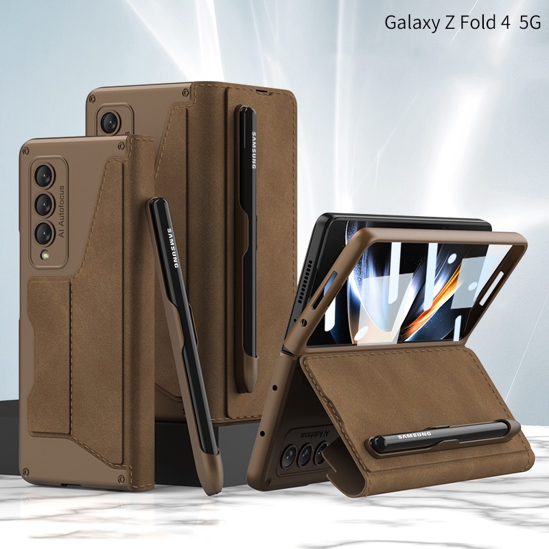 Z Bao Da Điện Thoại Nắp Gập 4 Ngăn Đựng Thẻ Đa Năng Xoay 360 Độ Cho Samsung Galaxy Z Fold° Ốp Điện Thoại Nắp Lật Chống Sốc Có Ngăn Đựng Bút Cho Iphone