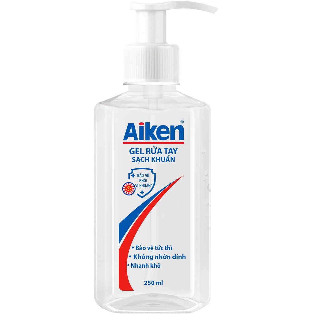 Combo 2 Gel rửa tay Sạch khuẩn Aiken 250ml / chai Dạng vòi