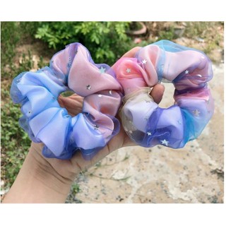 Buộc tóc scrunchies 2 lớp phong cách vintage siêu đẹp siêu thời trang cho các bạn gái (Khách lẻ ib chọn màu)