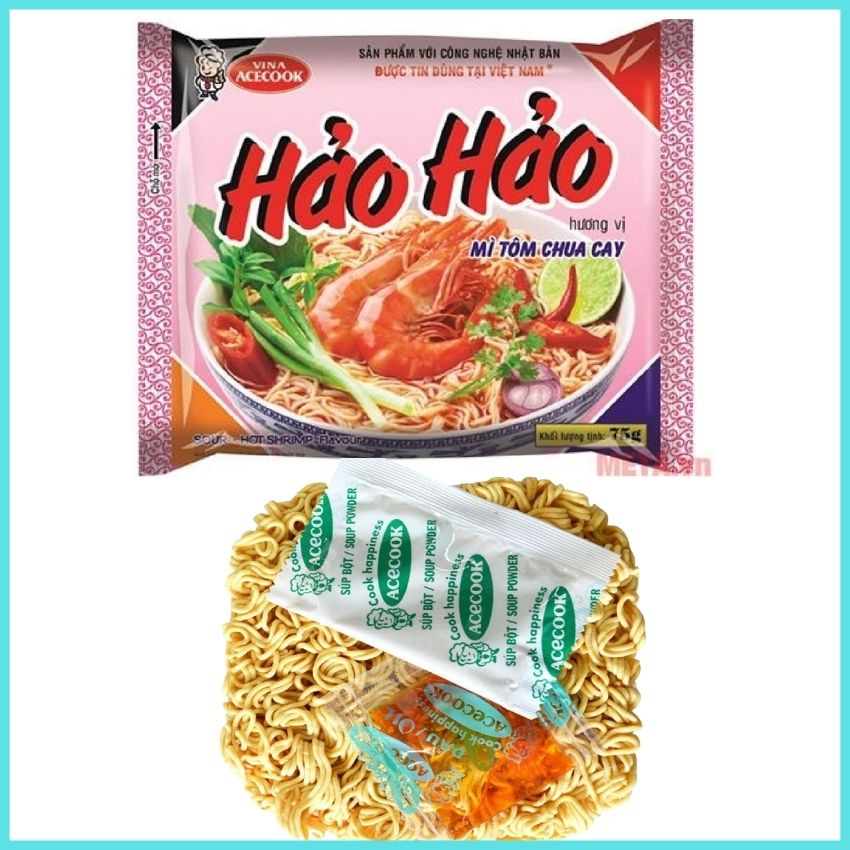 Mì Hảo Hảo 3 loại tôm chua cay, tôm hành, tôm xào chua ngọt thùng 30 gói 75g, MMHHCC01