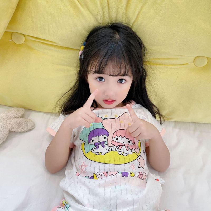 Set Đồ 2 Món Phối Quần Short Vải Cotton Thời Trang Xinh Xắn Dành Cho Bé
