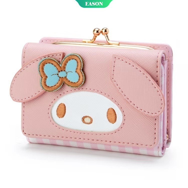 SANRIO Ví Da Nhỏ In Họa Tiết Hoạt Hình Hello Kitty My Melody Dễ Thương Cho Nữ