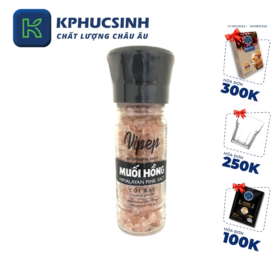 Muối hồng Vipep cối xay 120g KPHUCSINH - Hàng Chính Hãng
