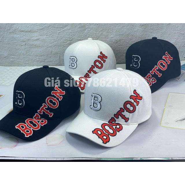 Nón kết lưỡi trai kaki thêu boston hot phong cách cá tính thời trang trẻ