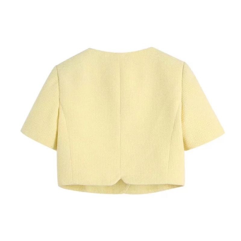 SET ÁO CROPTOP KÈM QUẦN VÁY MÀU VÀNG NHẠT ZR XUẤT XỊN