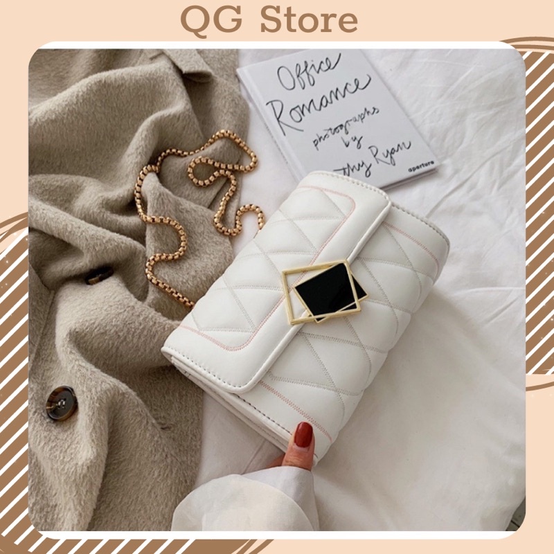 Túi xách nữ, túi đeo chéo khoá gương lệch phong cách Hàn Quốc cực xin