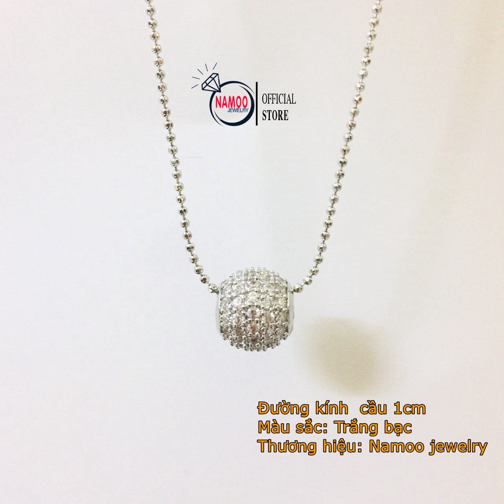 Dây Chuyền Bạc Nữ Quả Cầu Đá V809, Dây Mạ Bạc 925 dài dây 45cm Namoo Jewelry