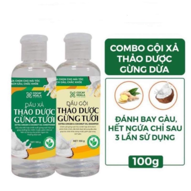 Dầu gội sạch gàu gừng dừa hữu cơ Cocayhoala dung tích 90g/chai size du lịch