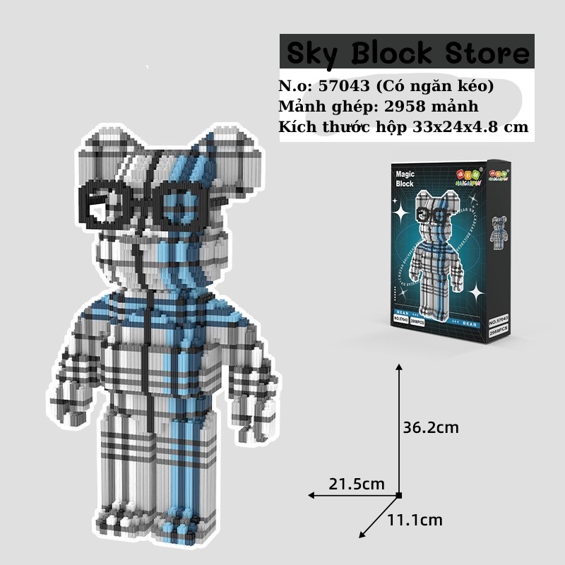 Đồ chơi lắp ráp, đồ chơi lắp ghép 3D mô hình bearbrick 36cm