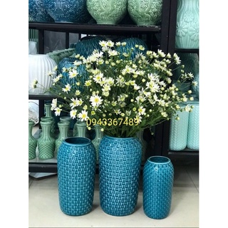Lo hoa ống kẻ vuông sứ bát tràng