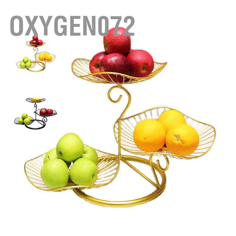Rổ Đựng Trái Cây 3 Tầng Hình Lá Sen - Khay đựng bánh kẹo hoa quả 3 tầng Hiện đại đựng đồ ăn nhẹ Phong cách Bắc Âu Oxygen072