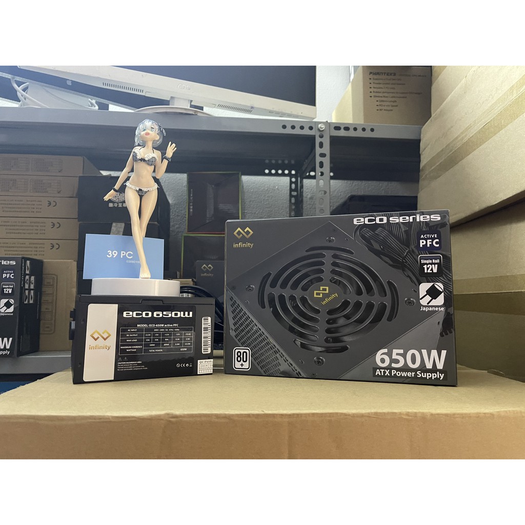 Nguồn máy tính Infinity ECO 600W - 450w 80Plus Single Rail NEW