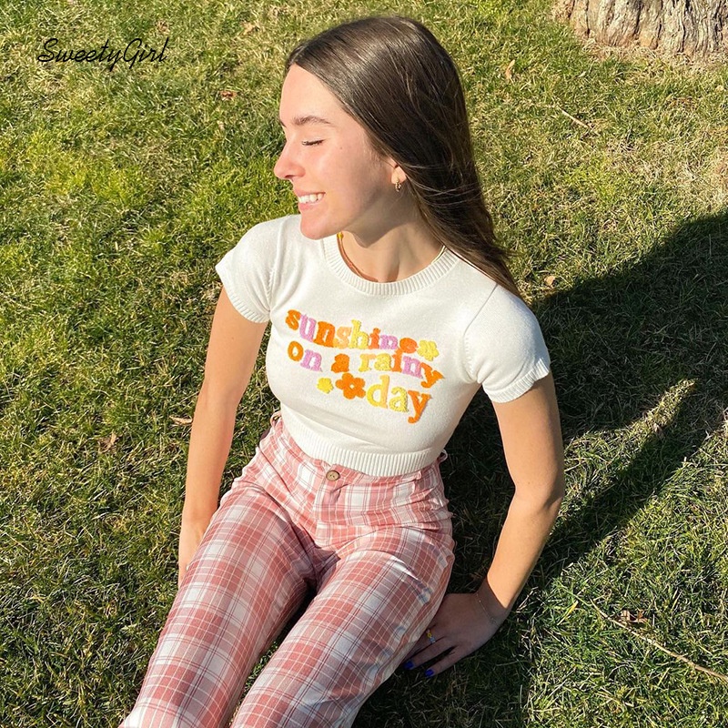 Áo Thun Tay Ngắn Cổ Tròn In Chữ Phối Màu Tương Phản Thời Trang Cho Nữ 2022