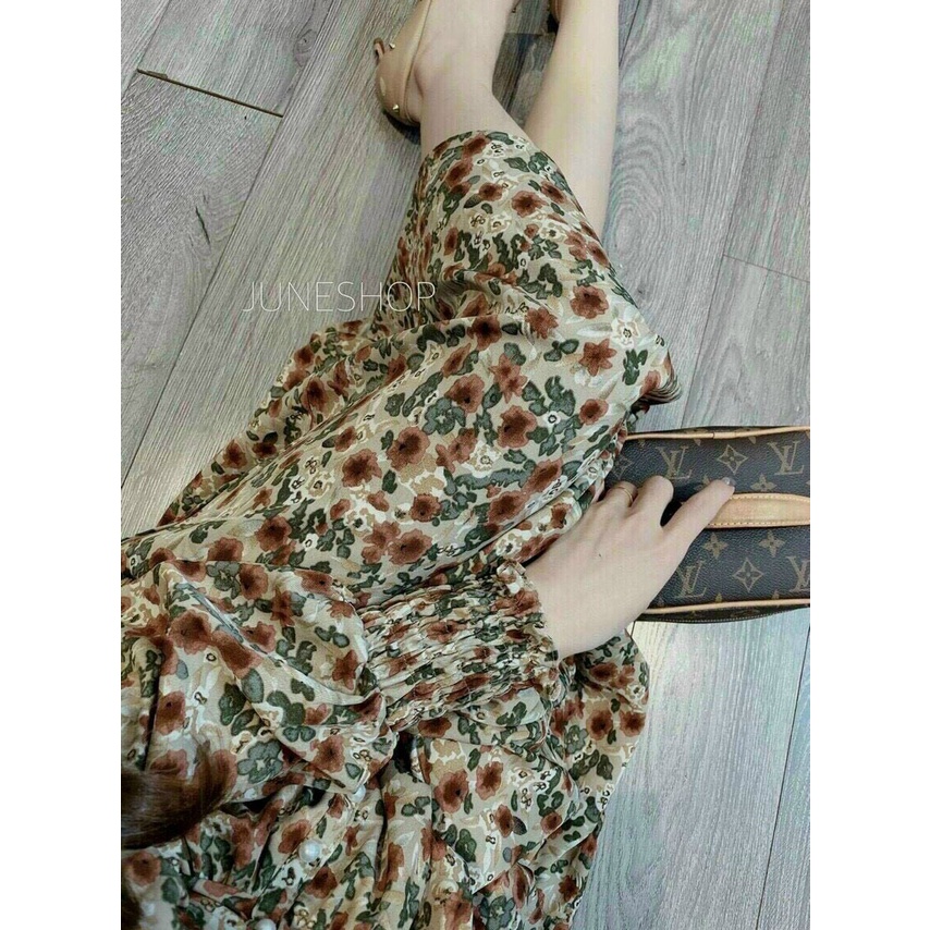 Đầm hoa họa tiết ôm eo dáng xuông, đầm hoa ôm eo tôn dáng