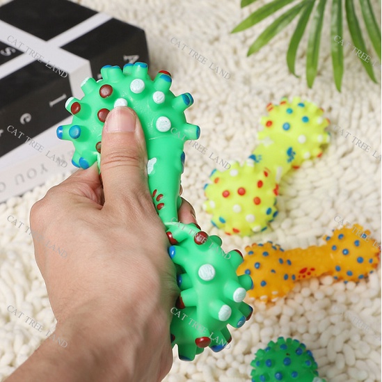 ĐỒ CHƠI CHÓ MÈO, BÓNG CAO SU MỀM, HÌNH QUẢ TẠ, PHÁT RA ÂM THANH - BANH GẶM NHẮM, GIẢM NGỨA RĂNG CHO THÚ CƯNG