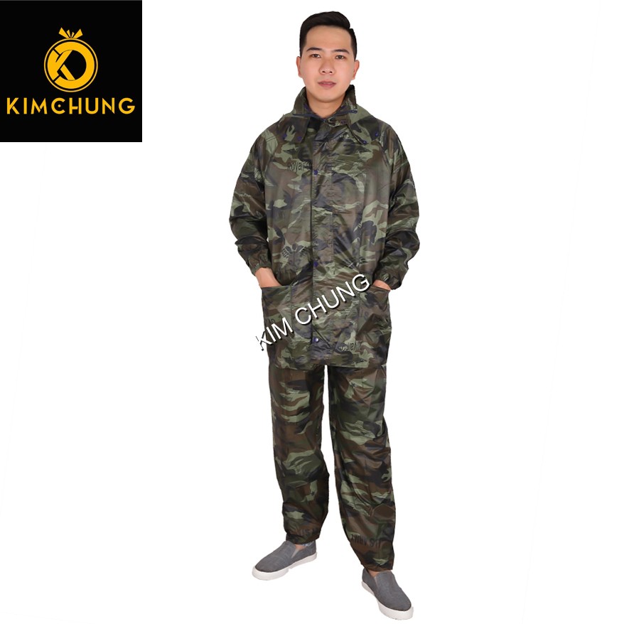 Áo mưa bộ vải dù cao cấp, siêu bền (MÀU RẰN RI) (SIZE 2XL, 3XL từ 1m5-1m73)