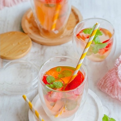 Cốc uống trà/cà phê bằng thủy tinh trong suốt hai lớp cách nhiệt chịu nhiệt tốt cho sức khỏe nhiều kích thước tùy chọn