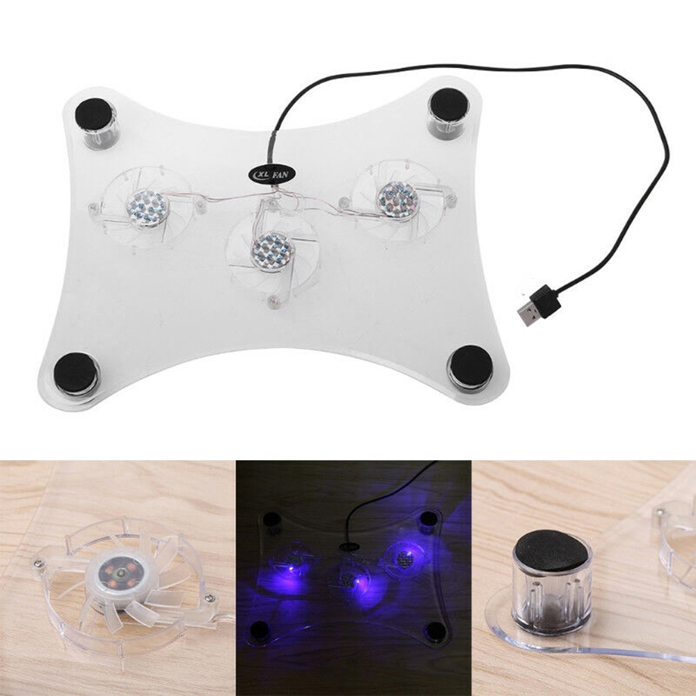 Phụ kiện quạt tản nhiệt 3 quạt usb có đèn led dành cho laptop PC notebook LETITIA