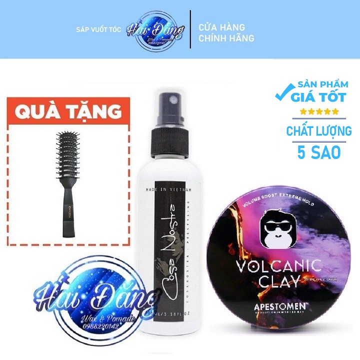 [COMBO] [Chính Hãng Tem Check SMS] Sáp Vuốt Tóc Volcanic Clay V4 + Xịt Phồng Cosa + Tặng Lược