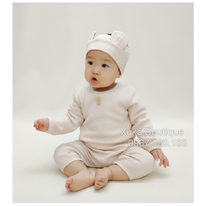 Bodysuit Dài Tay Kèm Tuban Cao Cấp Cho Bé 0-2 Tuổi Style Hàn Quốc Cotton Dài Tay Thu Đông Cực Đẹp