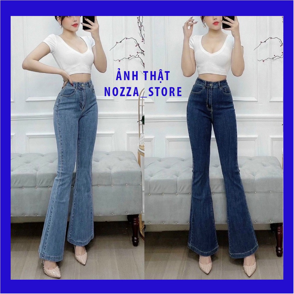 Ảnh thật- Quần jean ống loe lưng cao kiểu trơn chuẩn xịn