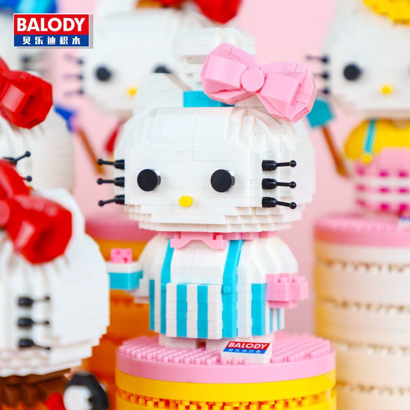 【ready stock】 Hello Kitty Girl Heart Birthday Quà tặng KT Cat Lắp ráp khối xếp hình tương thích Lego Hello Kitty Girl