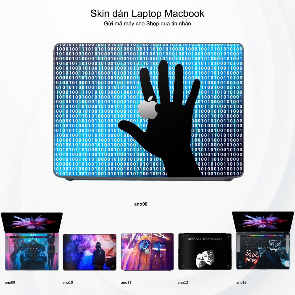 Skin dán Macbook mẫu Anonymous (đã cắt sẵn, inbox mã máy cho shop)