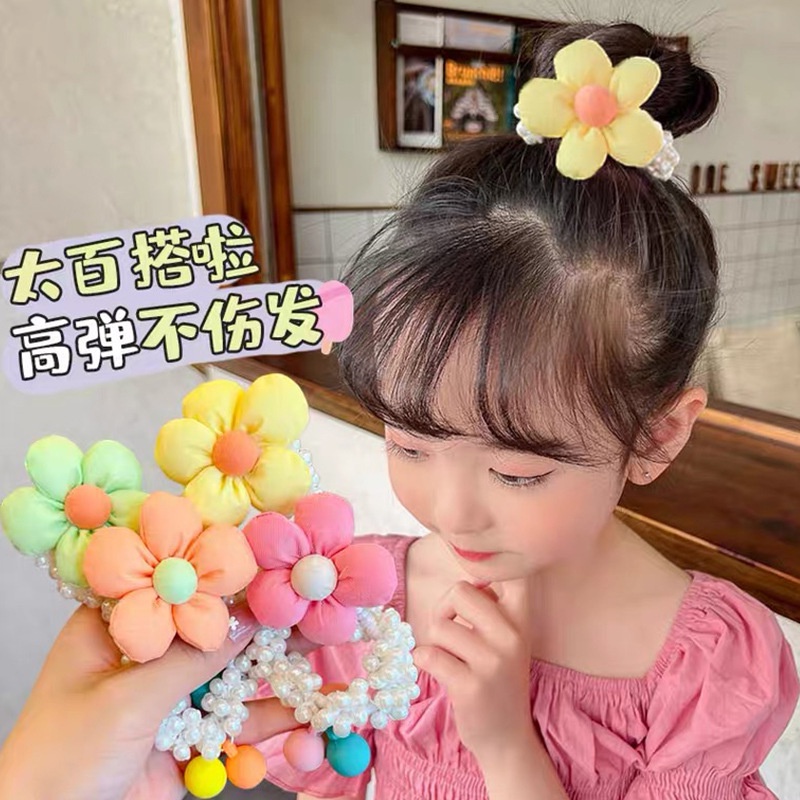 Dây Buộc Tóc Hình Vương Miện Đính Ngọc Trai Phong Cách Mới Cho Bé Gái