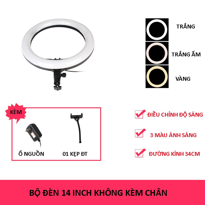 Bộ Đèn Livestream Cao Cấp đường kính 34cm, Đèn Trang Điểm Make Up, Chụp Ảnh Studio, Phun Săm chính hãng Kairui