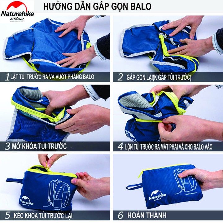 [Mã INCU50 giảm 50K đơn 250K] Balo du lịch dã ngoại phượt gấp gọn siêu nhẹ Naturehike NH15A119-B dành cho cả nam và nữ