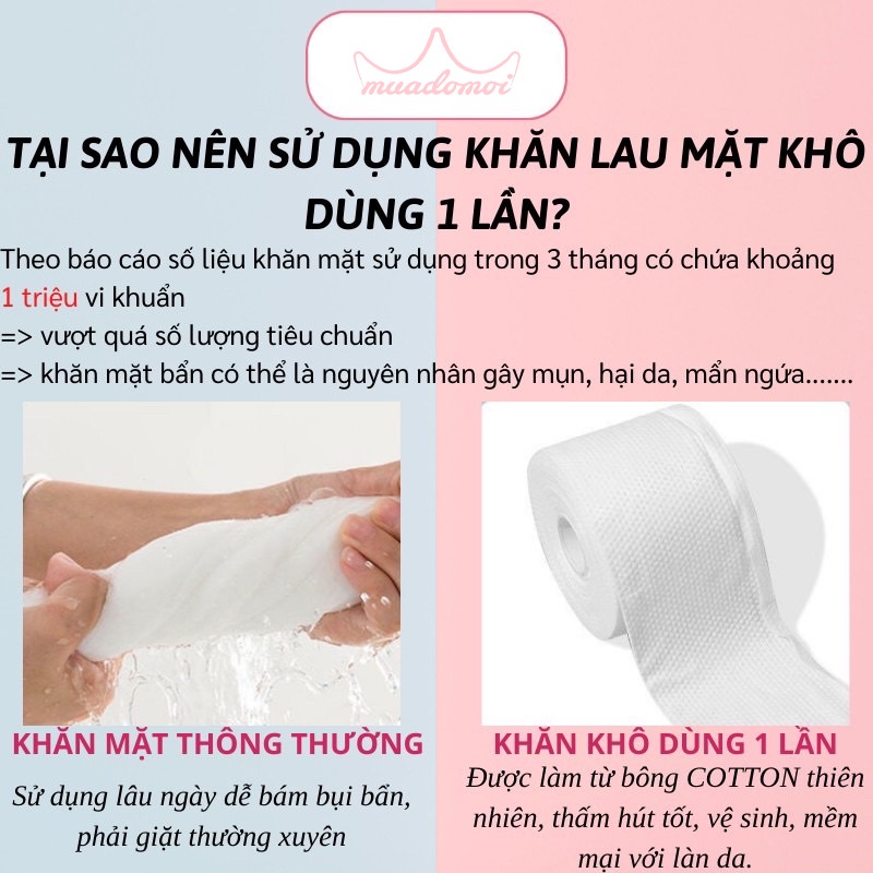 (Chính Hãng) Khăn lau mặt dùng 1 lần Animerry - Khăn mặt khô đa năng dùng một lần [Cuộn 40 khăn]