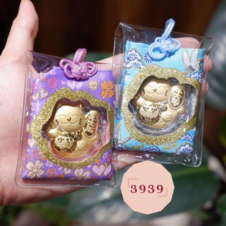 Túi Gấm Mèo may mắn dát vàng
