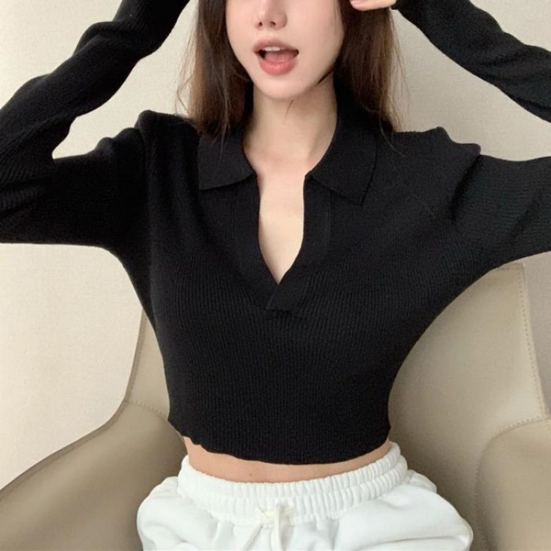 Áo Dệt Kim Tay Dài Dáng Ôm Thời Trang Thu Hè Thu 2022 Phong Cách Hàn Quốc Cổ Điển Dành Cho Nữ