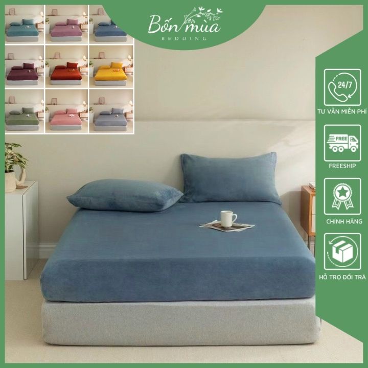 3 món mùa đông- ga phủ hoặc bo chun theo cỡ đệm-chất nỉ mịn không xù, không rụng lông