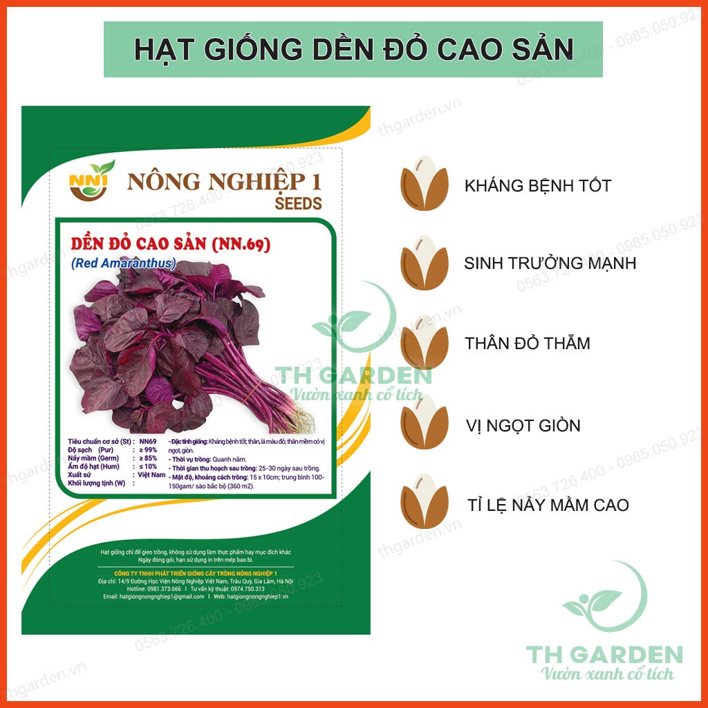 Hạt Giống Rau Dền Đỏ Cao Sản - Gói 20gr - Học Viện Nông Nghiệp Việt Nam