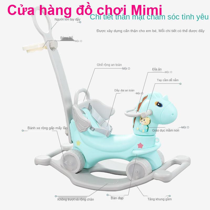 Ngựa bập bênh trẻ em Trojan home trong nhà cho bé 1-2 tuổi xe đẩy cũ món quà đồ chơi tay ga lớn