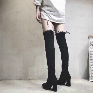 boot đùi khoá cạnh da lộn