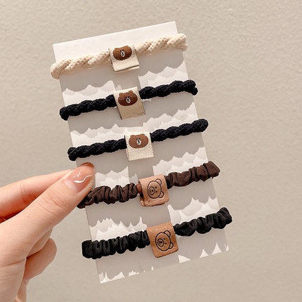 Set 10 dây buộc tóc cao su họa tiết hoạt hình phong cách Hàn Quốc xinh xắn cho bé gái