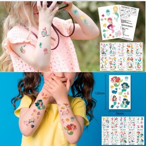 Hình xăm dán Tatoo nàng tiên cá cho bé gái - Đồ chơi sáng tạo trẻ em sticker dễ thương