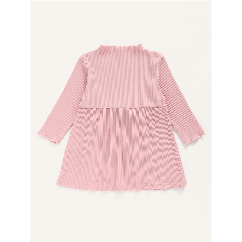 Đầm dự tiệc Mikrdoo vải cotton màu hồng dài tay thời trang cho bé gái sơ sinh