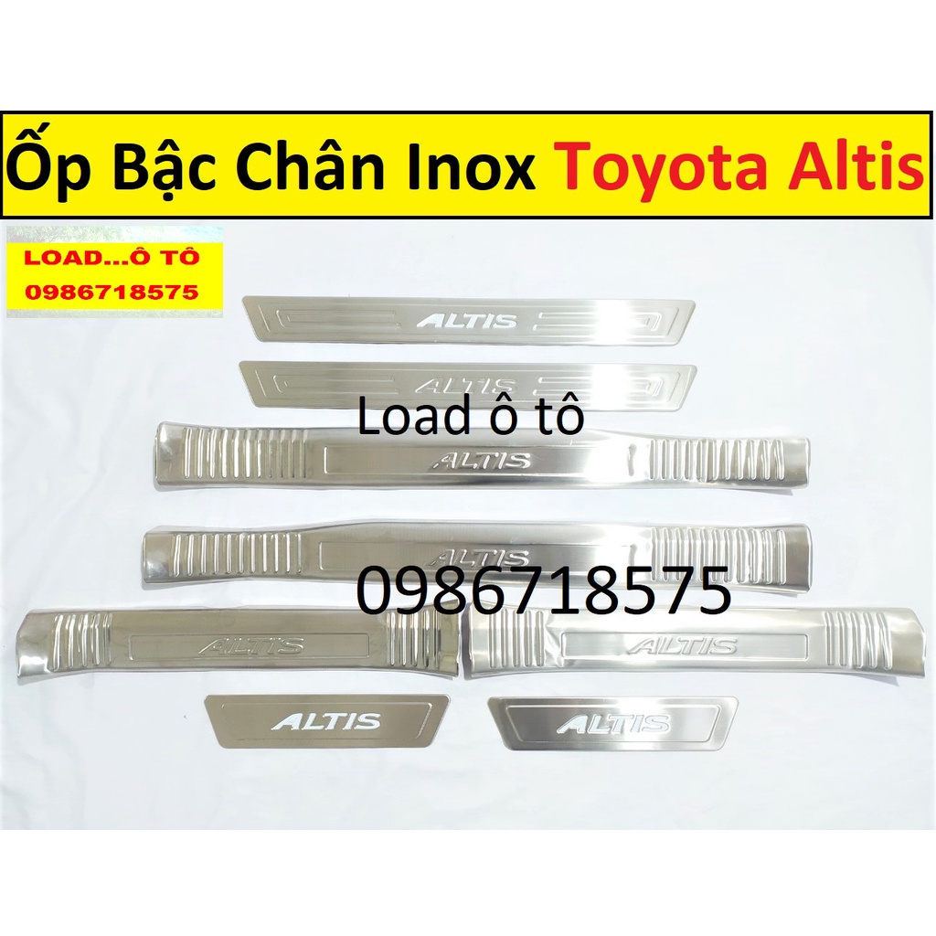 Ốp Bậc Chân Xe Toyota Altis 2022-2018 Trong, Ngoài Mẫu Inox Cao Cấp