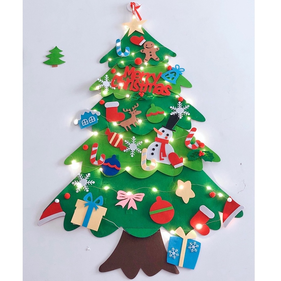 Cây thông Noel 5 lớp 32 chi tiết vải dạ LOẠI 1 trang trí giáng sinh TẶNG đèn nháy KT 110x70cm