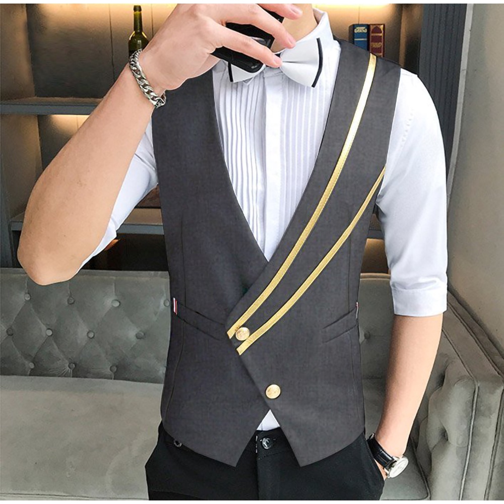 Áo Gile nam, Áo Gile vạt chéo chất vải Tuytsi tôn Form, đứng dang, không phai màu, không nhăn mã H54 .