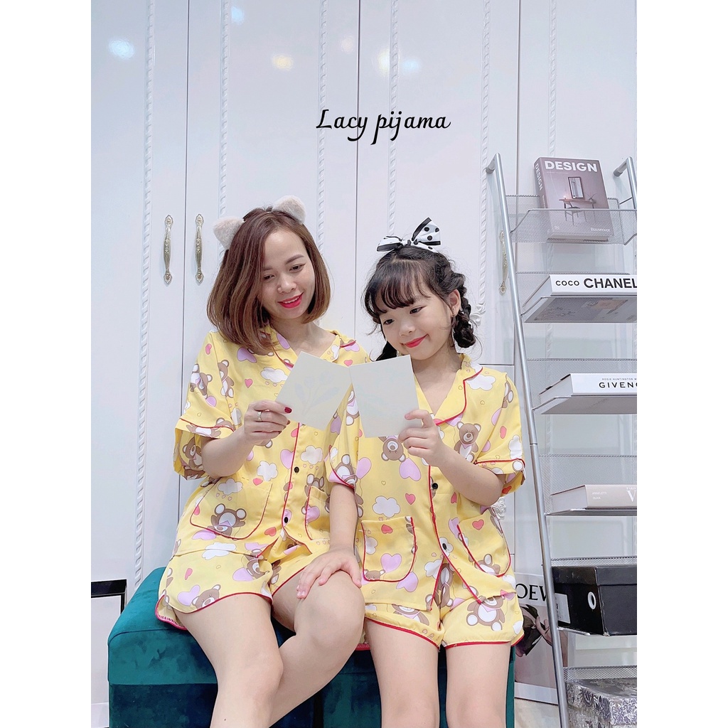 M1-3: Bộ lụa mẹ con 3 chất Mango cực mát - ĐỒ ĐÔI CHO MẸ VÀ BÉ - BLMC3