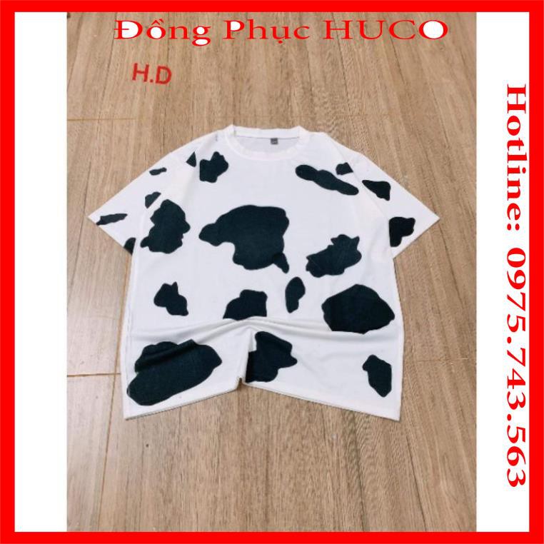 [ Tặng 1c Khẩu trang ] set áo bò sữa nữ,áo thun tay lỡ loang bò sữa chất cotton mềm mát + túi tote | BigBuy360 - bigbuy360.vn