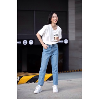 Quần Jeans Nữ Lưng Cao Mom Fit Jeans - Màu Pre-warm Blue MFJ-02D