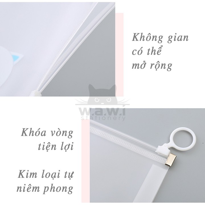 [LƯU TRỮ] Túi nhựa đựng hồ sơ (A4) họa tiết Động Vật dễ thương, không thấm nước, có khóa kéo.