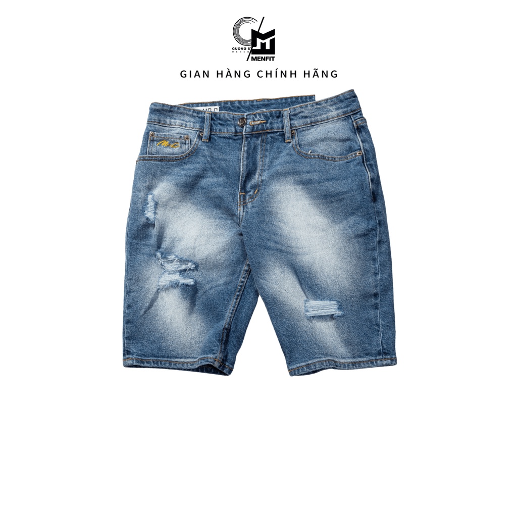 Quần short jean nam xanh rách MRC 0131 chất cotton cao cấp, form ôm vừa vặn, tôn dáng, trẻ trung - CUONG STORE